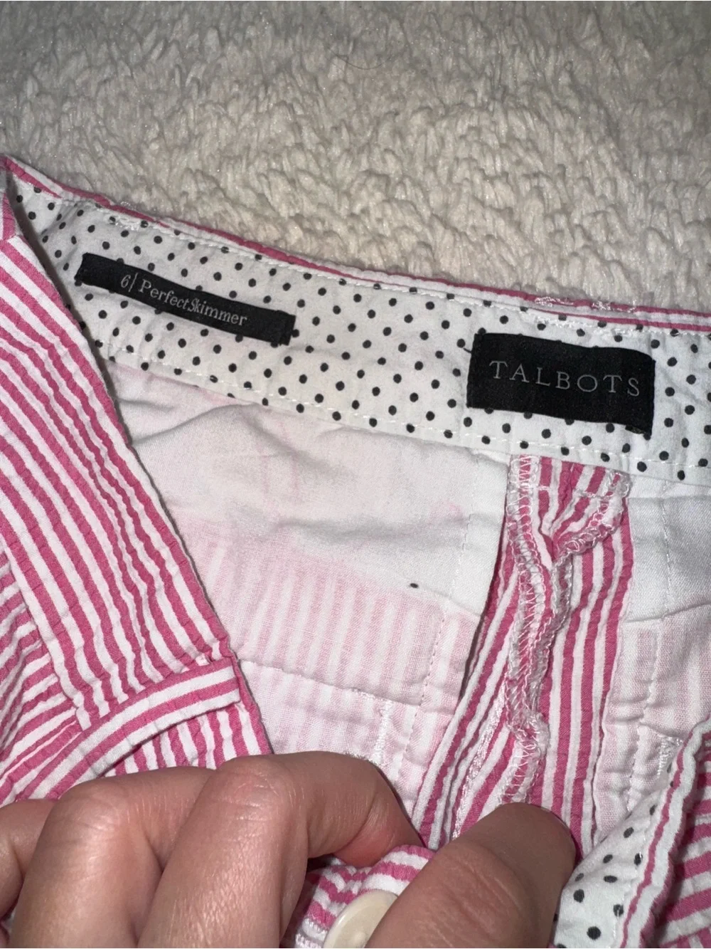 Talbots Perfect Skimmer 100% Cotton Pink & White Striped Capri Pants 🎀